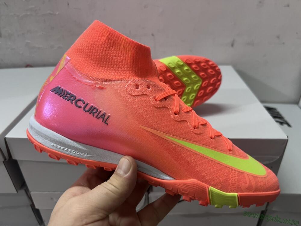 Nike Air Zoom Mercurial Superfly 9 Elite TF High-Tops Football Shoes - Red/Yellow/White