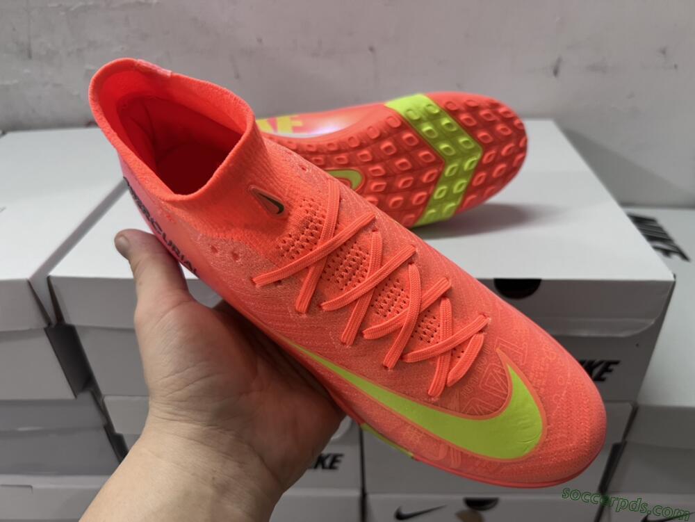 Nike Air Zoom Mercurial Superfly 9 Elite TF High-Tops Football Shoes - Red/Yellow/White