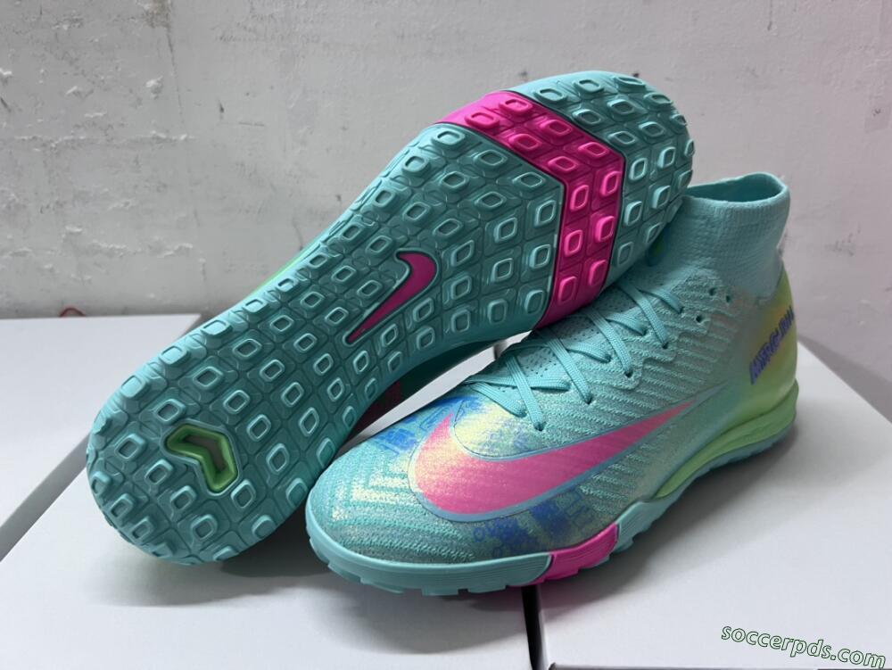 Nike Air Zoom Mercurial Superfly 10 Elite TF High-Tops Football Shoes - Jade/Pink/Blue