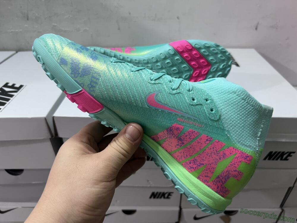 Nike Air Zoom Mercurial Superfly 10 Elite TF High-Tops Football Shoes - Jade/Pink/Blue