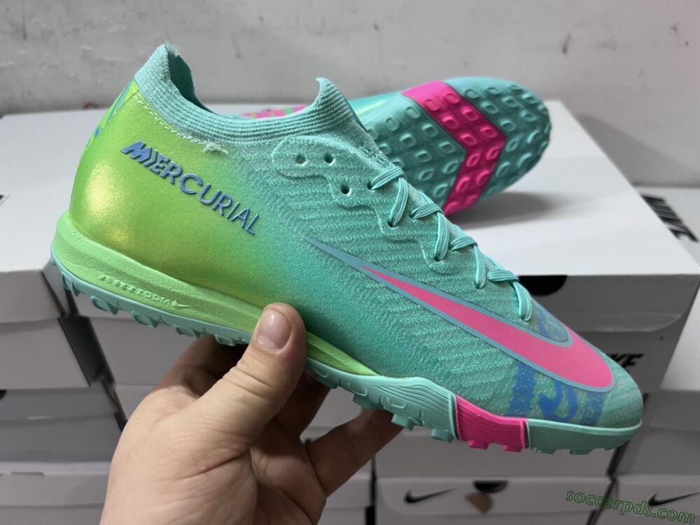Nike Air Zoom Mercurial Vapor 16 Elite TF Low-Tops Football Shoes - Jade/Pink/Blue