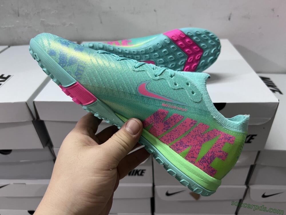 Nike Air Zoom Mercurial Vapor 16 Elite TF Low-Tops Football Shoes - Jade/Pink/Blue