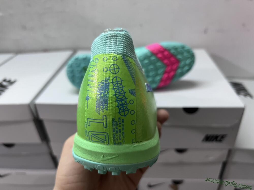 Nike Air Zoom Mercurial Vapor 16 Elite TF Low-Tops Football Shoes - Jade/Pink/Blue