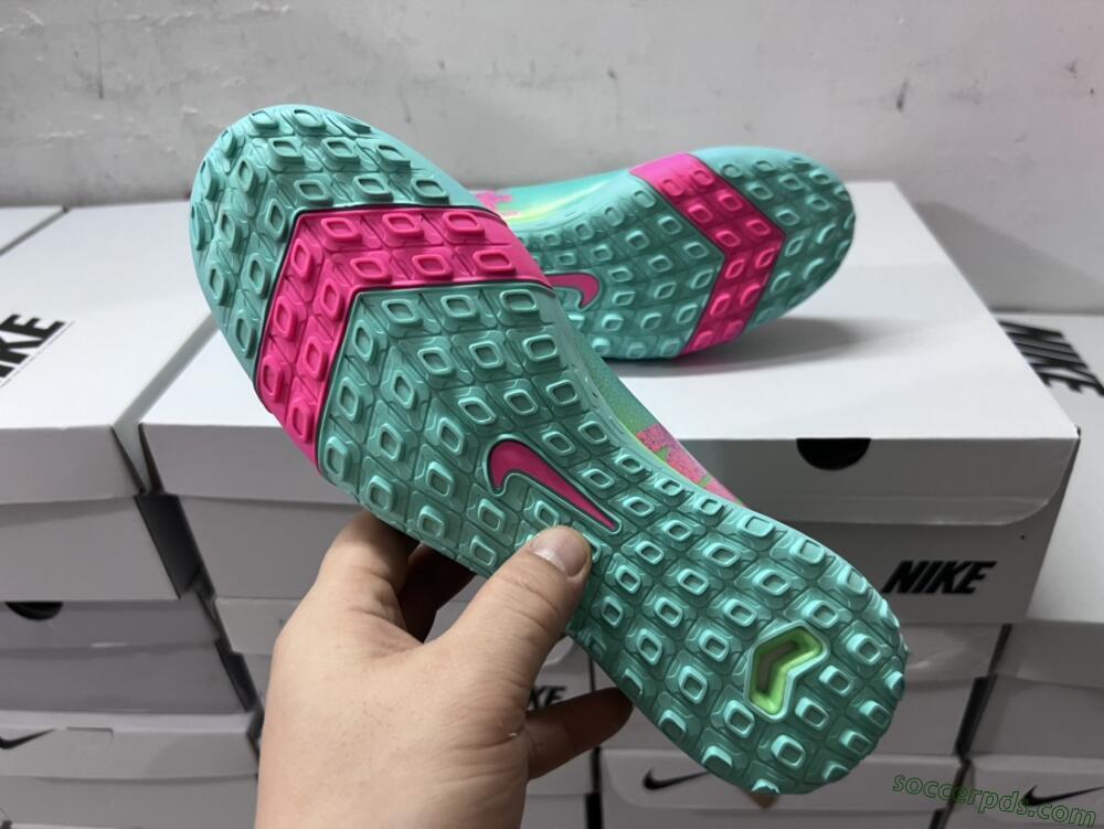 Nike Air Zoom Mercurial Vapor 16 Elite TF Low-Tops Football Shoes - Jade/Pink/Blue