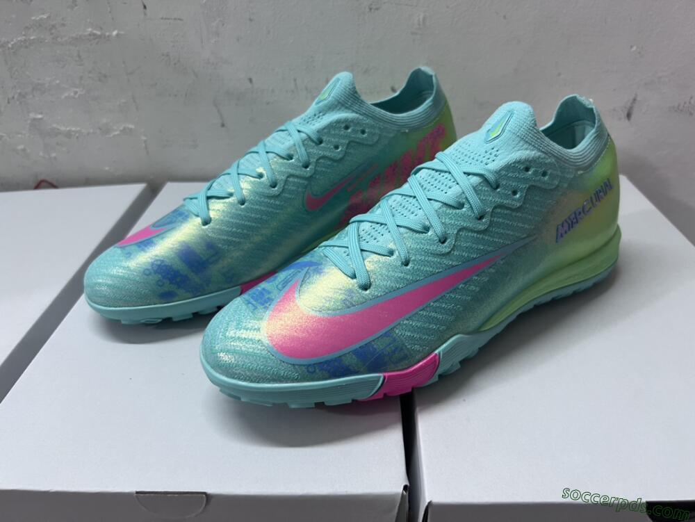 Nike Air Zoom Mercurial Vapor 16 Elite TF Low-Tops Football Shoes - Jade/Pink/Blue