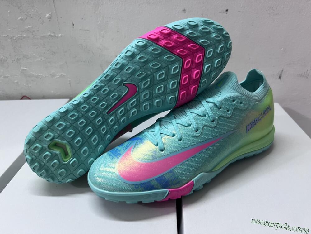 Nike Air Zoom Mercurial Vapor 16 Elite TF Low-Tops Football Shoes - Jade/Pink/Blue