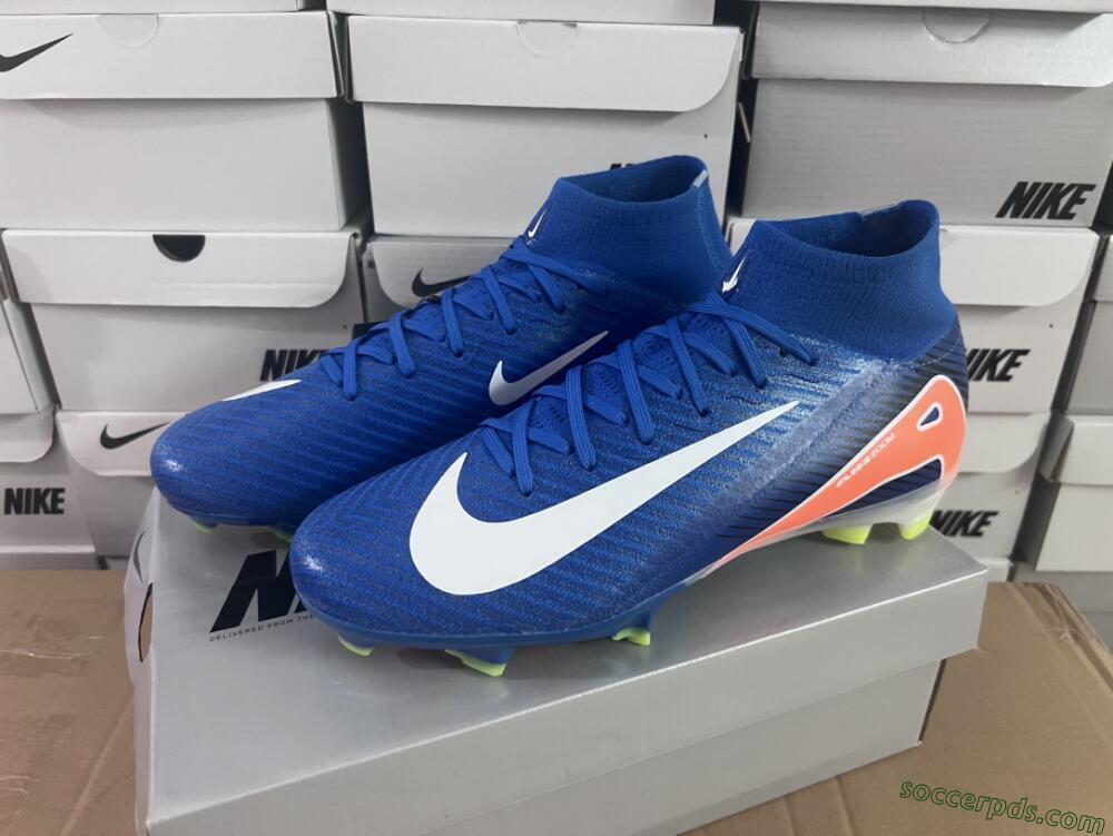 Nike Air Zoom Mercurial Superfly 10 Elite FG High-Tops Football Boots - Blue/White/Orange