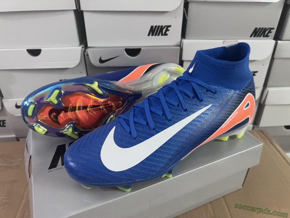 Nike Air Zoom Mercurial Superfly 10 Elite FG High-Tops Football Boots - Blue/White/Orange