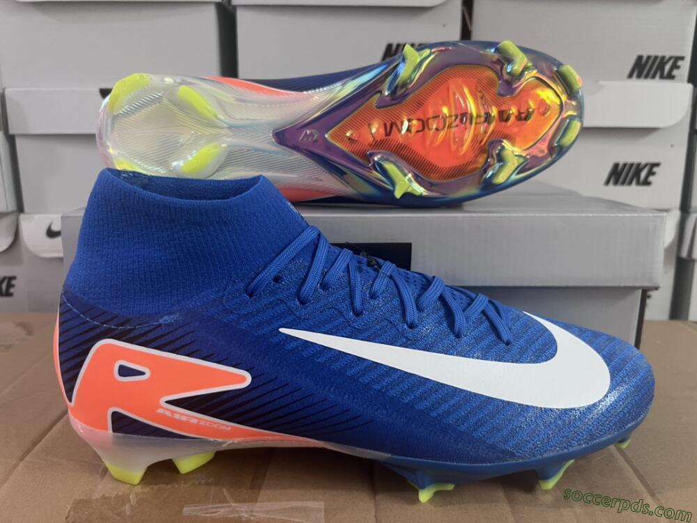 Nike Air Zoom Mercurial Superfly 10 Elite FG High-Tops Football Boots - Blue/White/Orange
