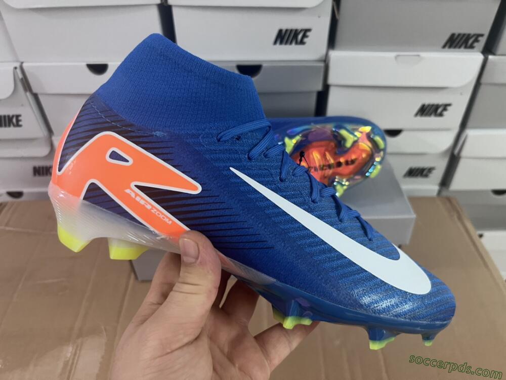 Nike Air Zoom Mercurial Superfly 10 Elite FG High-Tops Football Boots - Blue/White/Orange