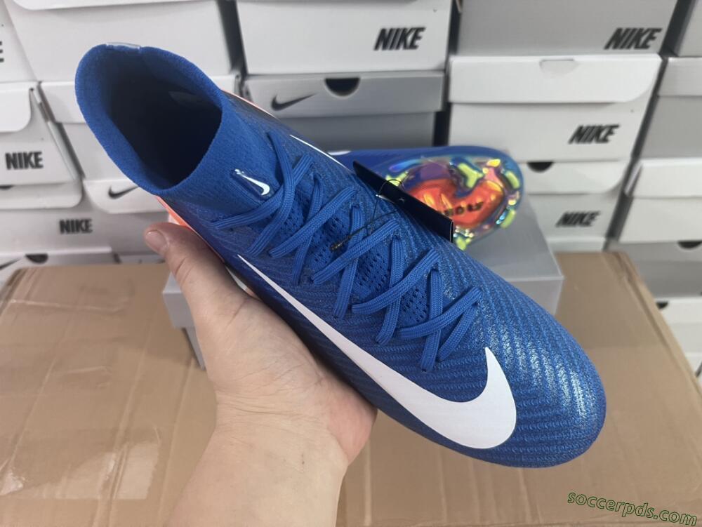 Nike Air Zoom Mercurial Superfly 10 Elite FG High-Tops Football Boots - Blue/White/Orange