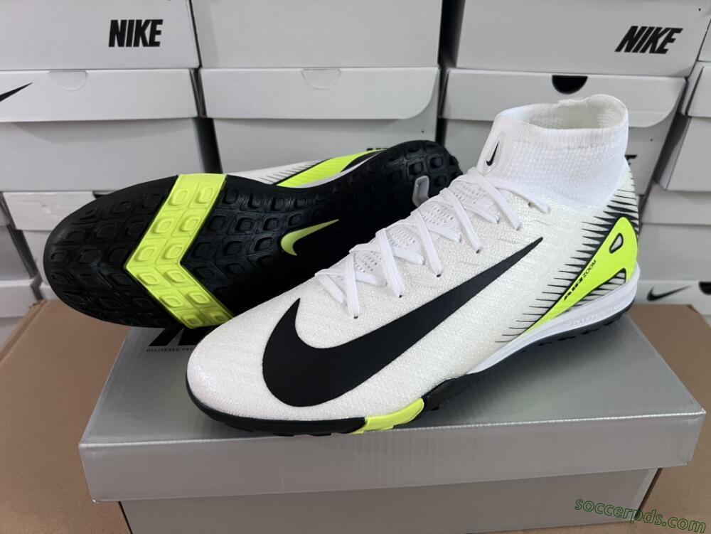 Nike Air Zoom Mercurial Superfly 10 Elite TF High-Tops Football Shoes - White/Black/Yellow