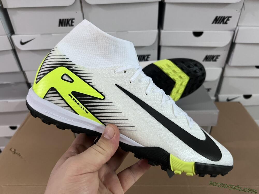 Nike Air Zoom Mercurial Superfly 10 Elite TF High-Tops Football Shoes - White/Black/Yellow