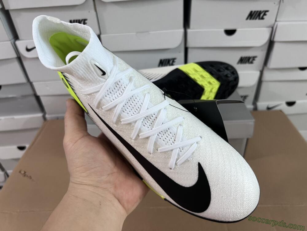 Nike Air Zoom Mercurial Superfly 10 Elite TF High-Tops Football Shoes - White/Black/Yellow