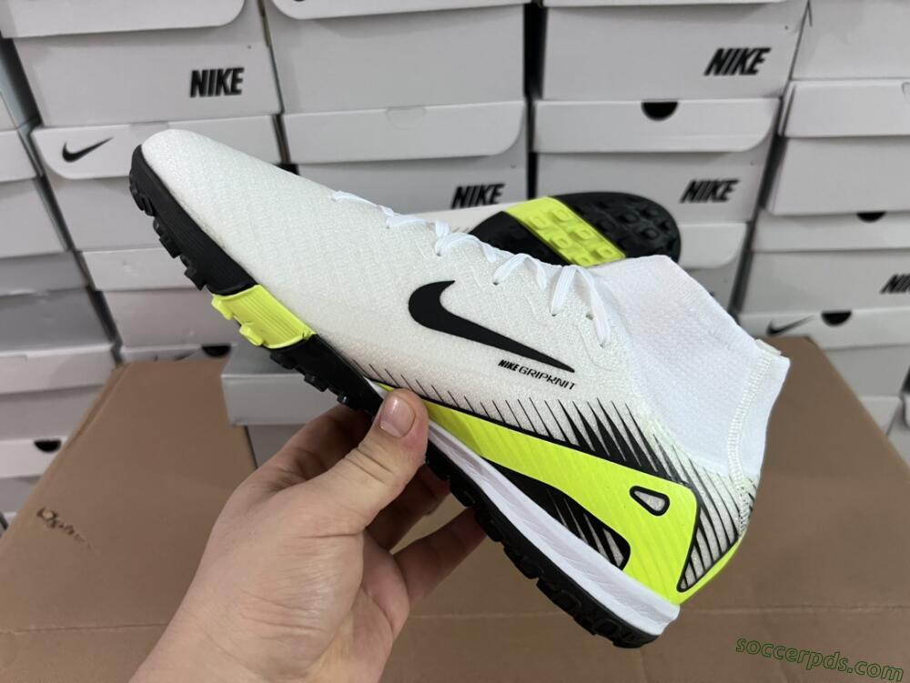 Nike Air Zoom Mercurial Superfly 10 Elite TF High-Tops Football Shoes - White/Black/Yellow
