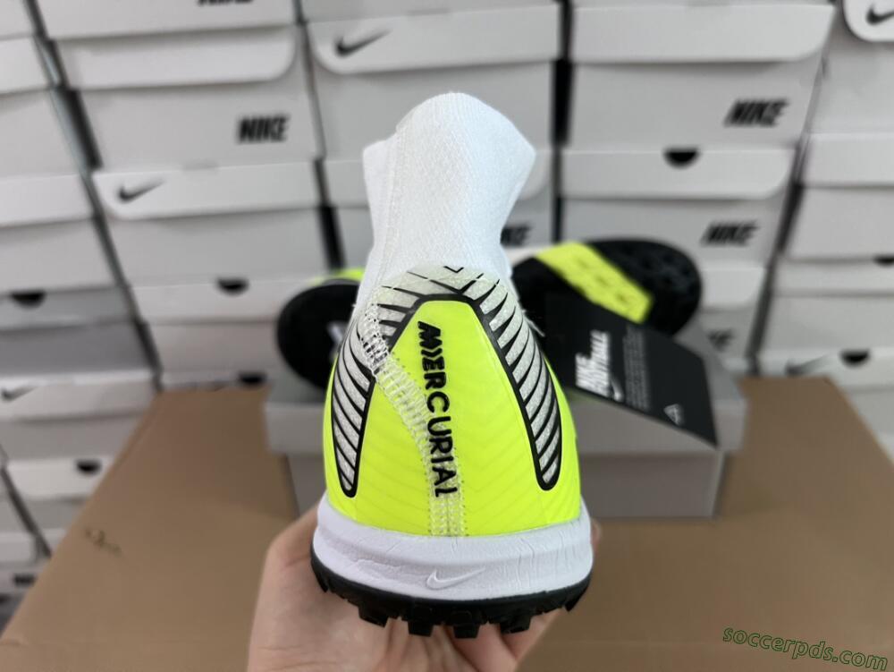 Nike Air Zoom Mercurial Superfly 10 Elite TF High-Tops Football Shoes - White/Black/Yellow
