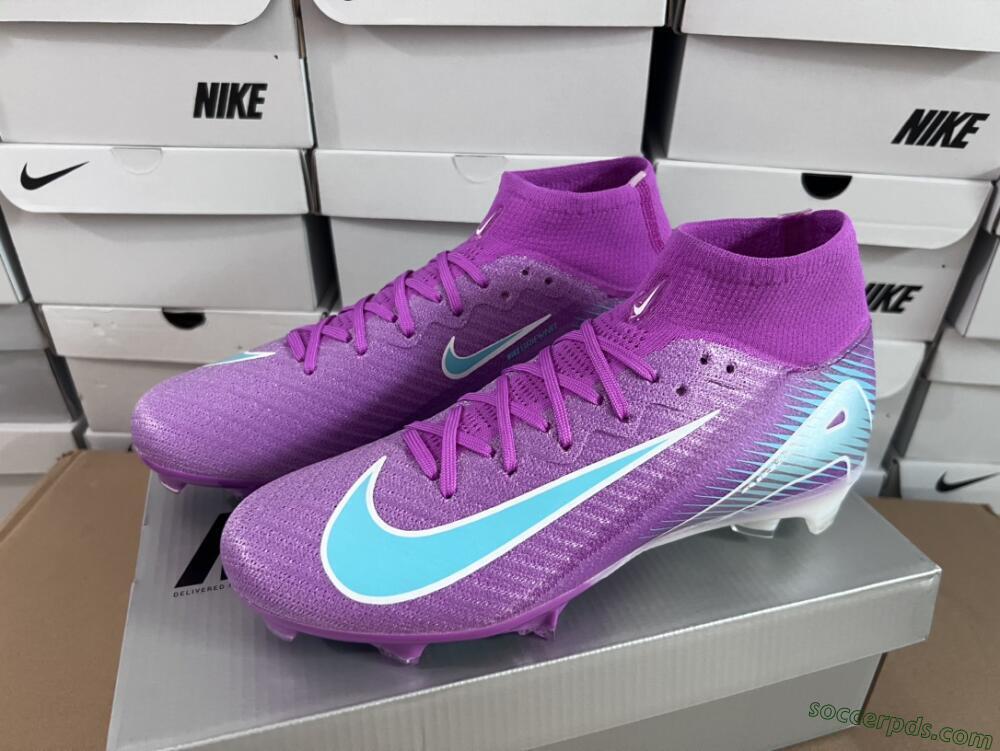 Nike Air Zoom Mercurial Superfly 10 Elite FG High-Tops Football Boots - Purple/Green