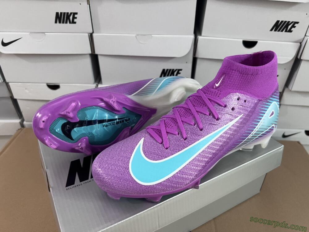 Nike Air Zoom Mercurial Superfly 10 Elite FG High-Tops Football Boots - Purple/Green