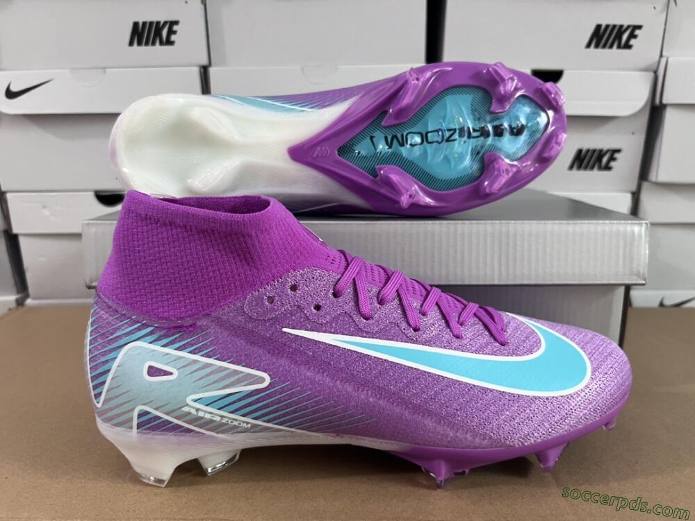 Nike Air Zoom Mercurial Superfly 10 Elite FG High-Tops Football Boots - Purple/Green