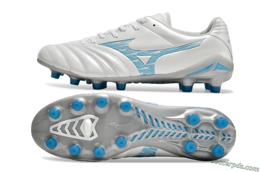 Mizuno Morelia Neo 4 FG Low-Tops Football Boots - White/Blue/Silver 0