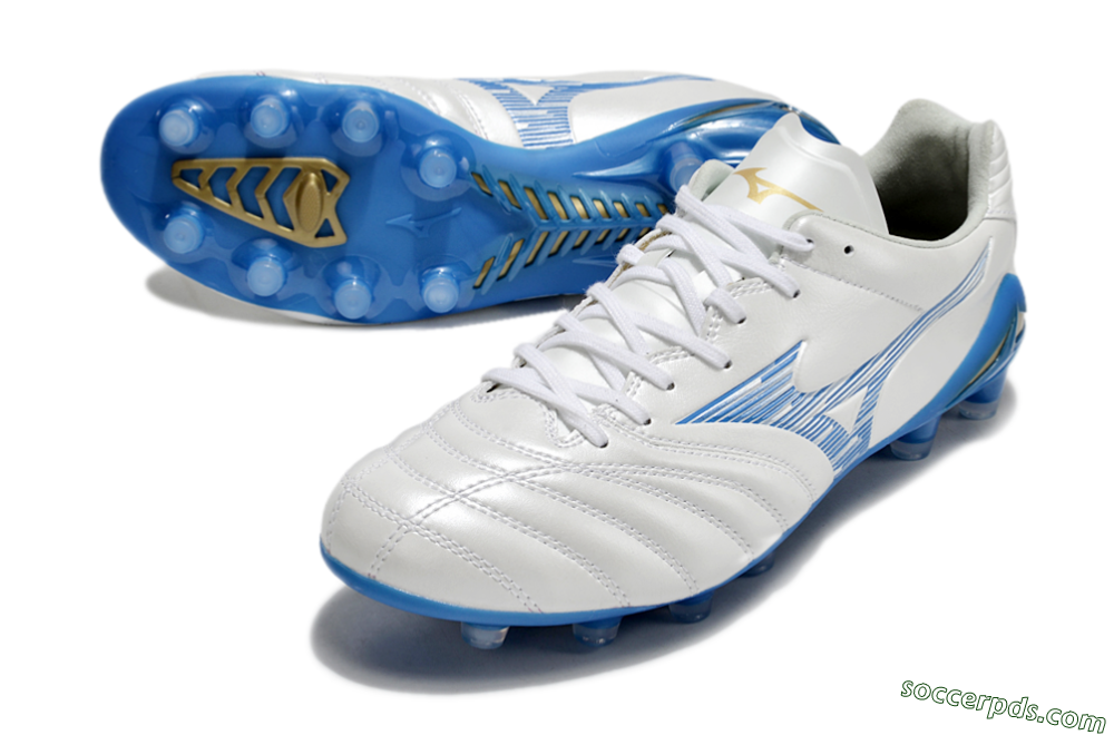 Mizuno Morelia Neo 4 FG Low-Tops Football Boots - White/Blue/Gold 3