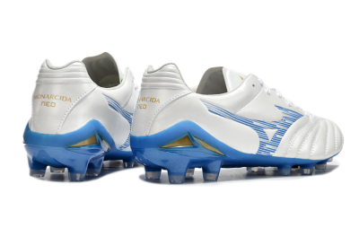 Mizuno Morelia Neo 4 FG Low-Tops Football Boots - White/Blue/Gold