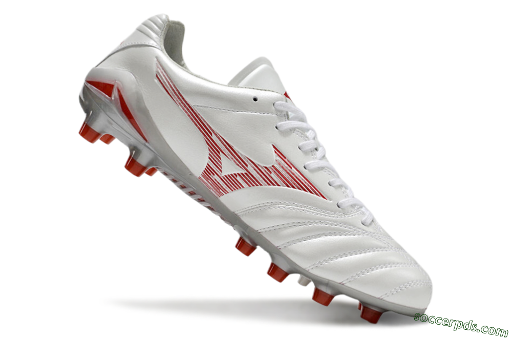Mizuno Morelia Neo 4 FG Low-Tops Football Boots - White/Silver/Red 4