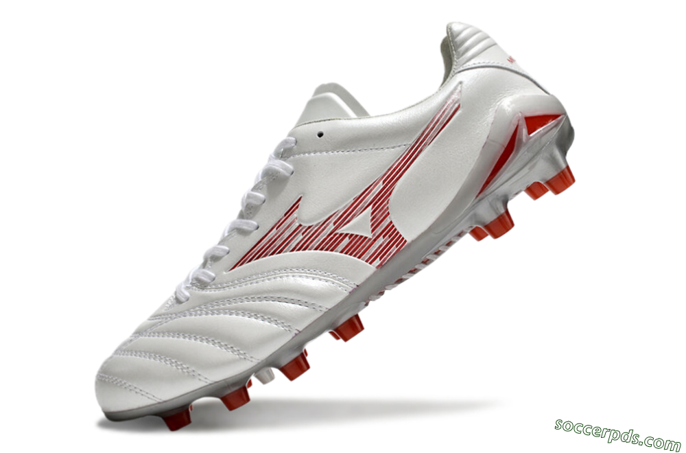 Mizuno Morelia Neo 4 FG Low-Tops Football Boots - White/Silver/Red 5