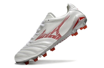Mizuno Morelia Neo 4 FG Low-Tops Football Boots - White/Silver/Red