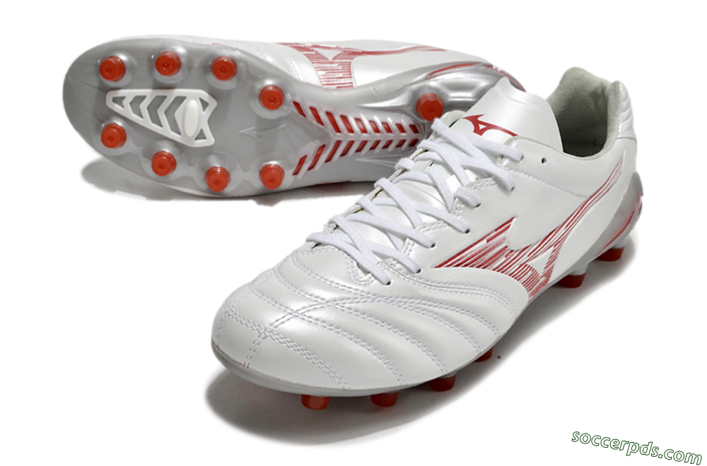 Mizuno Morelia Neo 4 FG Low-Tops Football Boots - White/Silver/Red 3