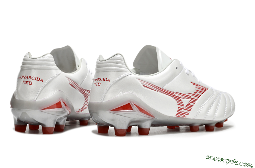 Mizuno Morelia Neo 4 FG Low-Tops Football Boots - White/Silver/Red 6