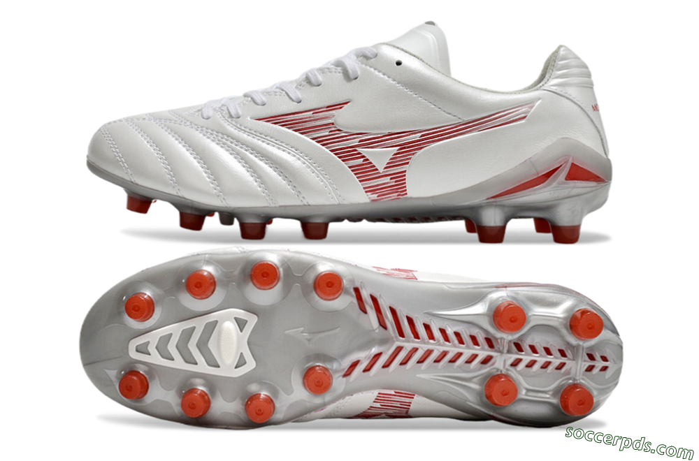 Mizuno Morelia Neo 4 FG Low-Tops Football Boots - White/Silver/Red 0