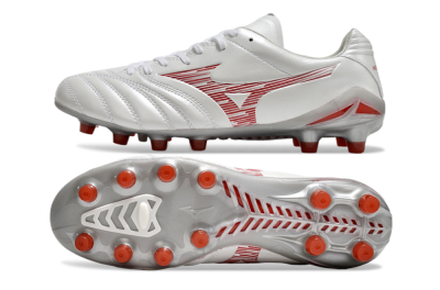 Mizuno Morelia Neo 4 FG Low-Tops Football Boots - White/Silver/Red