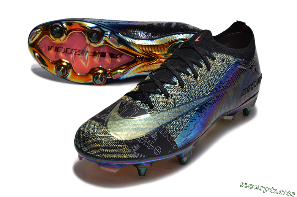 Nike Air Zoom Mercurial Vapor 15 Elite SG Low-Tops Football Boots - Blue/Black/Gold 3
