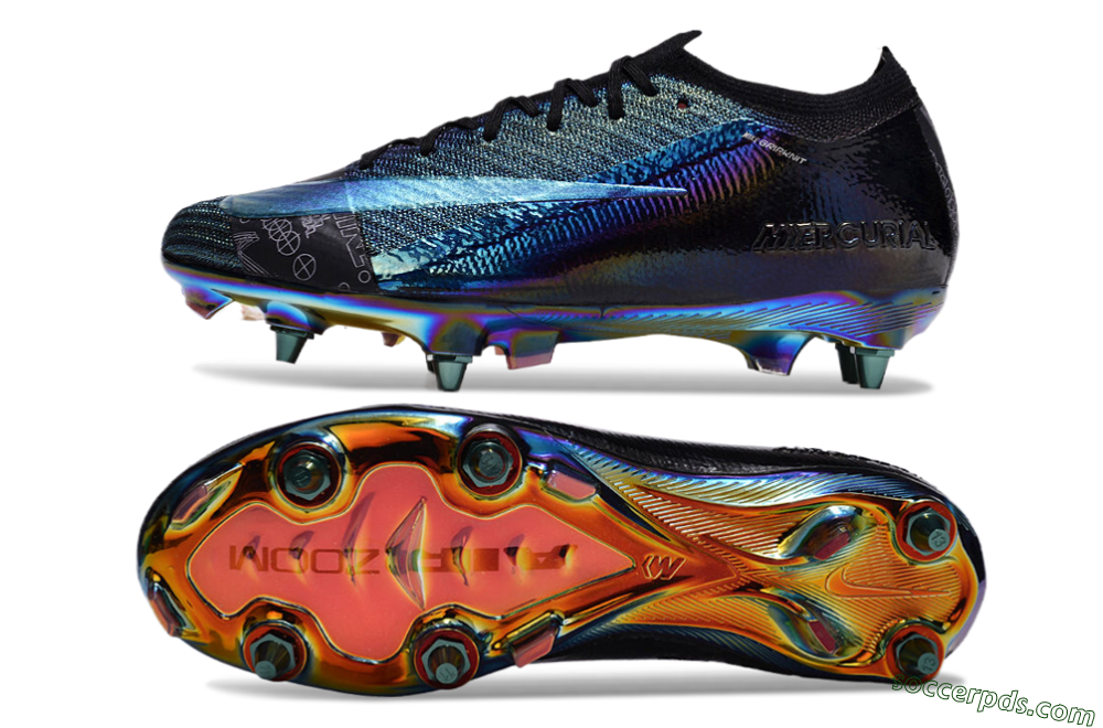 Nike Air Zoom Mercurial Vapor 15 Elite SG Low-Tops Football Boots - Blue/Black/Gold 0