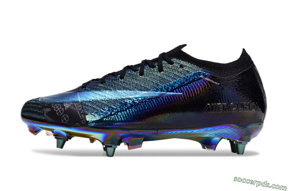 Nike Air Zoom Mercurial Vapor 15 Elite SG Low-Tops Football Boots - Blue/Black/Gold 2