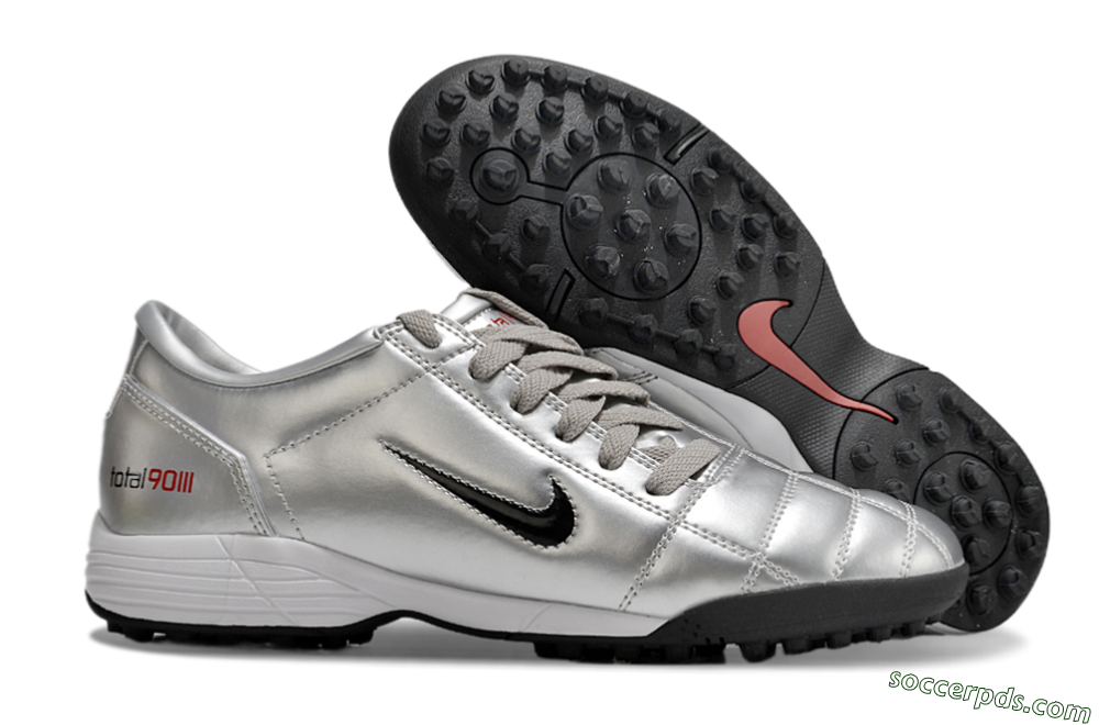 Nike Total 90 II TF Low-Tops Football Shoes - Silver/Black/Red 1
