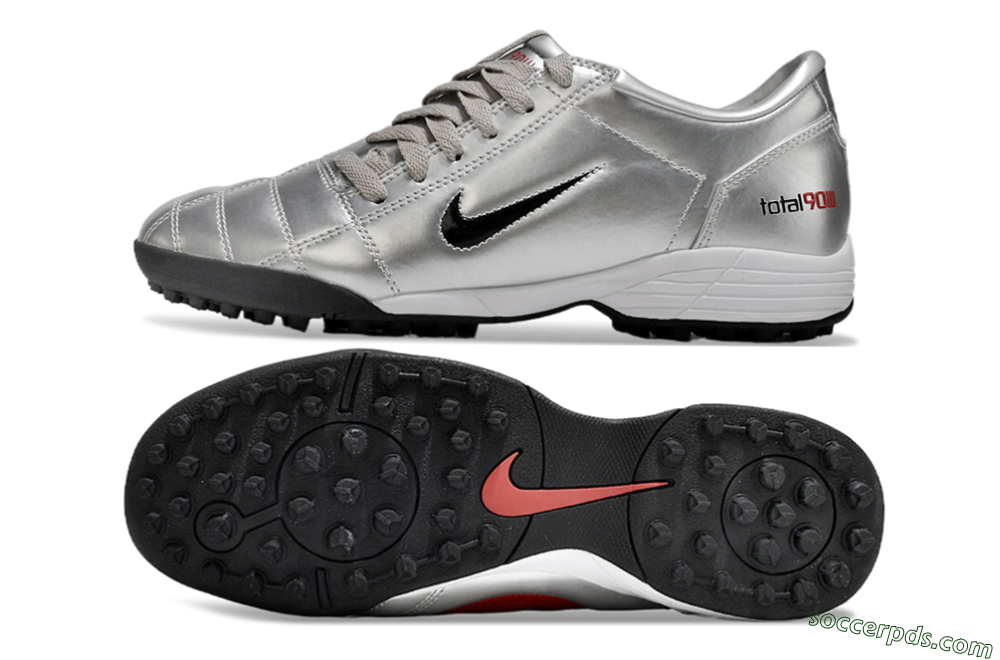 Nike Total 90 II TF Low-Tops Football Shoes - Silver/Black/Red 0