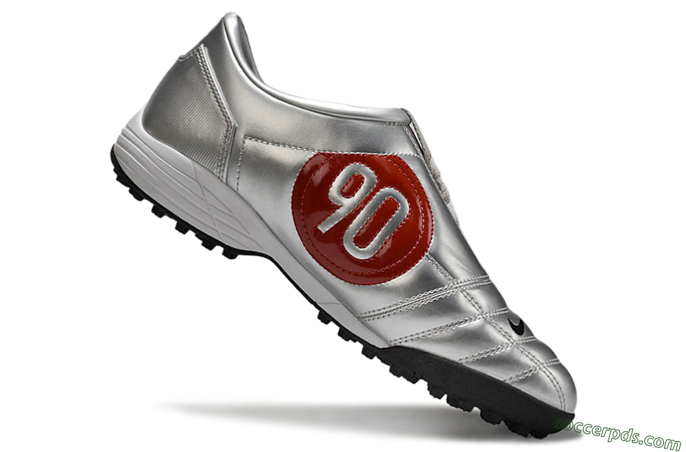 Nike Total 90 II TF Low-Tops Football Shoes - Silver/Black/Red 4