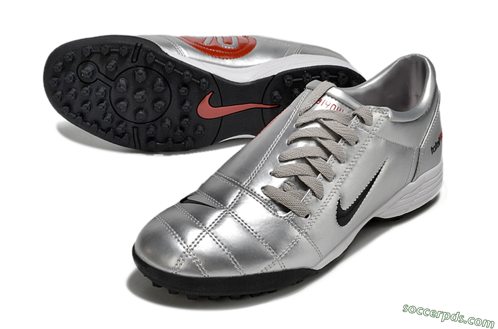 Nike Total 90 II TF Low-Tops Football Shoes - Silver/Black/Red 3