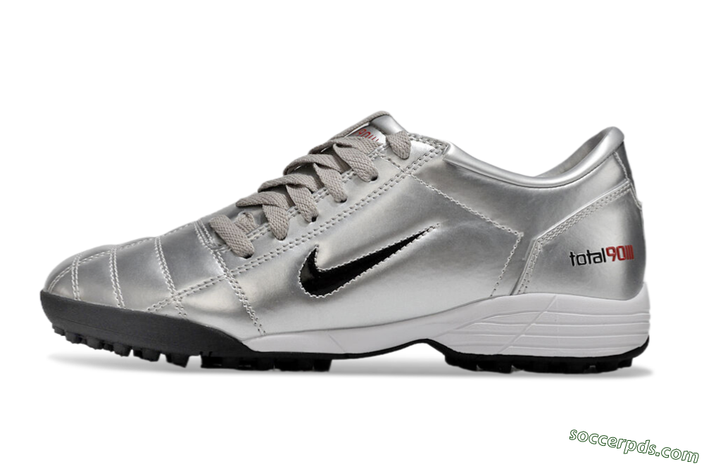 Nike Total 90 II TF Low-Tops Football Shoes - Silver/Black/Red 2