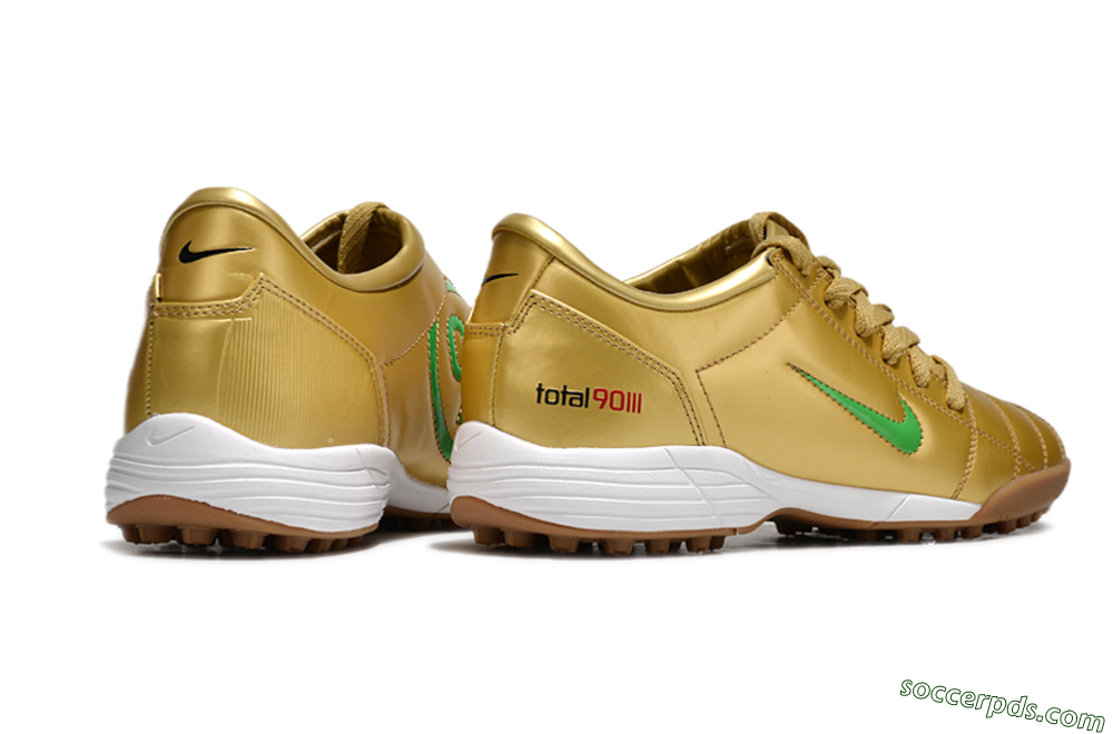 Nike Total 90 II TF Low-Tops Football Shoes - Gold/Green/White 6
