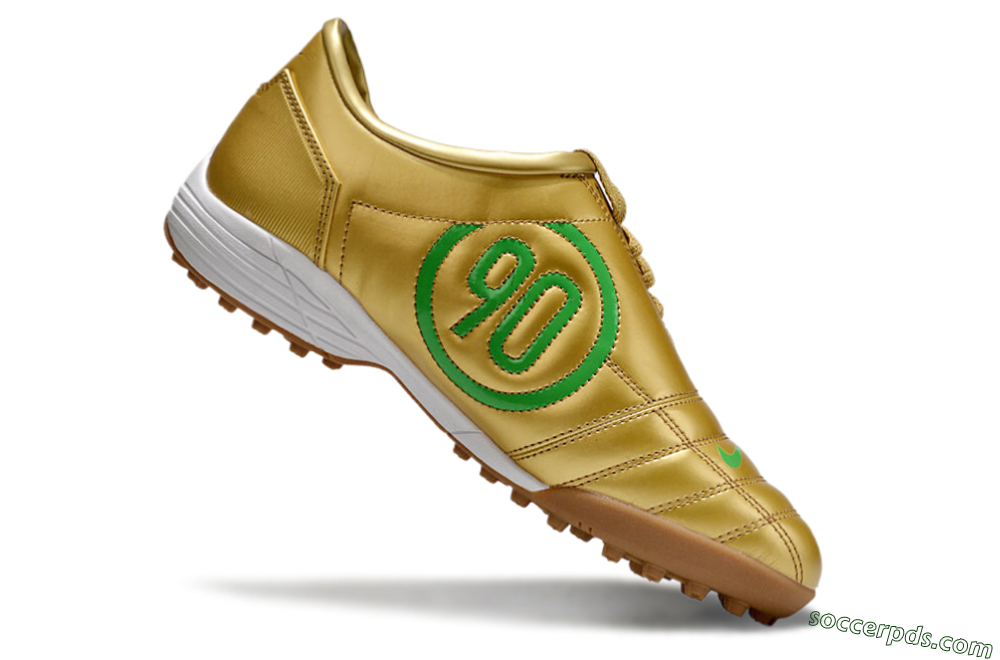 Nike Total 90 II TF Low-Tops Football Shoes - Gold/Green/White 4