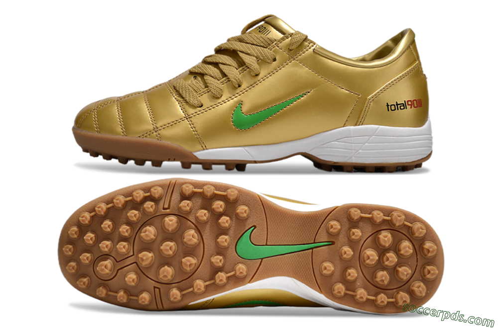 Nike Total 90 II TF Low-Tops Football Shoes - Gold/Green/White 0