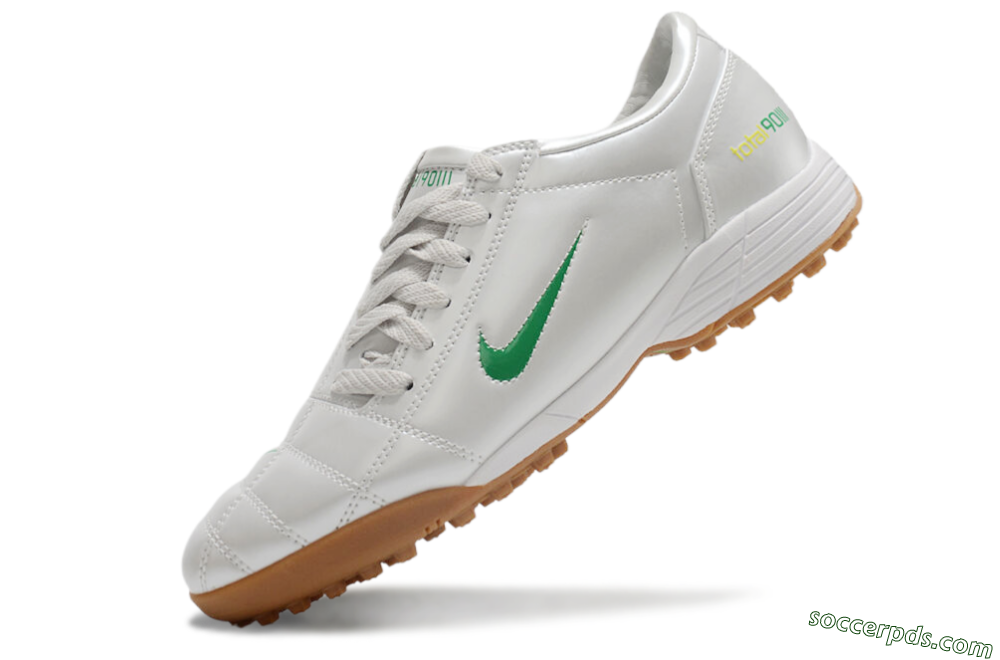 Nike Total 90 II TF Low-Tops Football Shoes - Silver/Green/Yellow 5