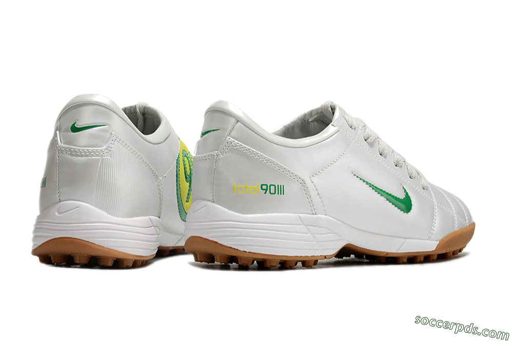 Nike Total 90 II TF Low-Tops Football Shoes - Silver/Green/Yellow 6