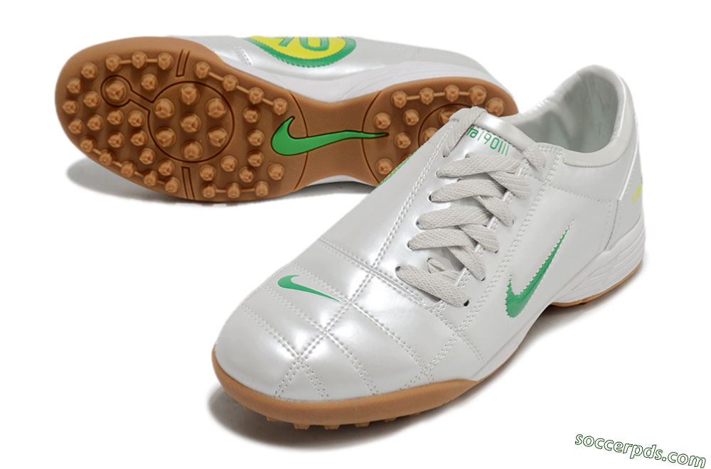Nike Total 90 II TF Low-Tops Football Shoes - Silver/Green/Yellow 3