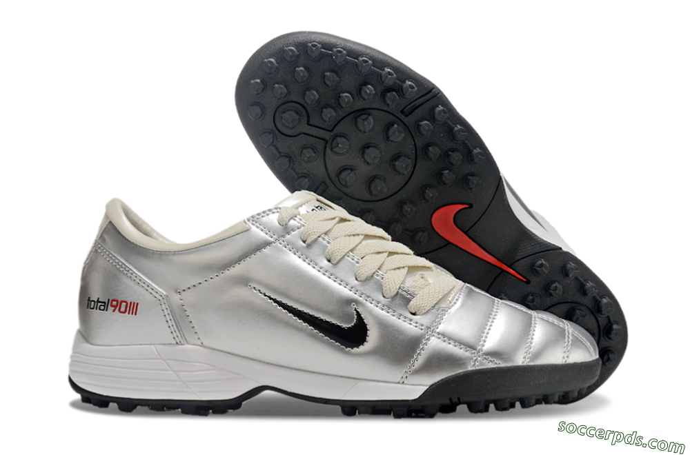 Nike Total 90 II TF Low-Tops Football Shoes - Silver/Green/Red 1