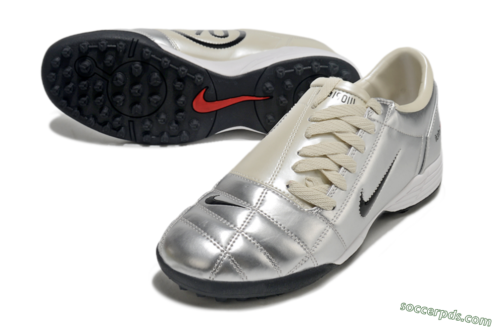 Nike Total 90 II TF Low-Tops Football Shoes - Silver/Green/Red 3