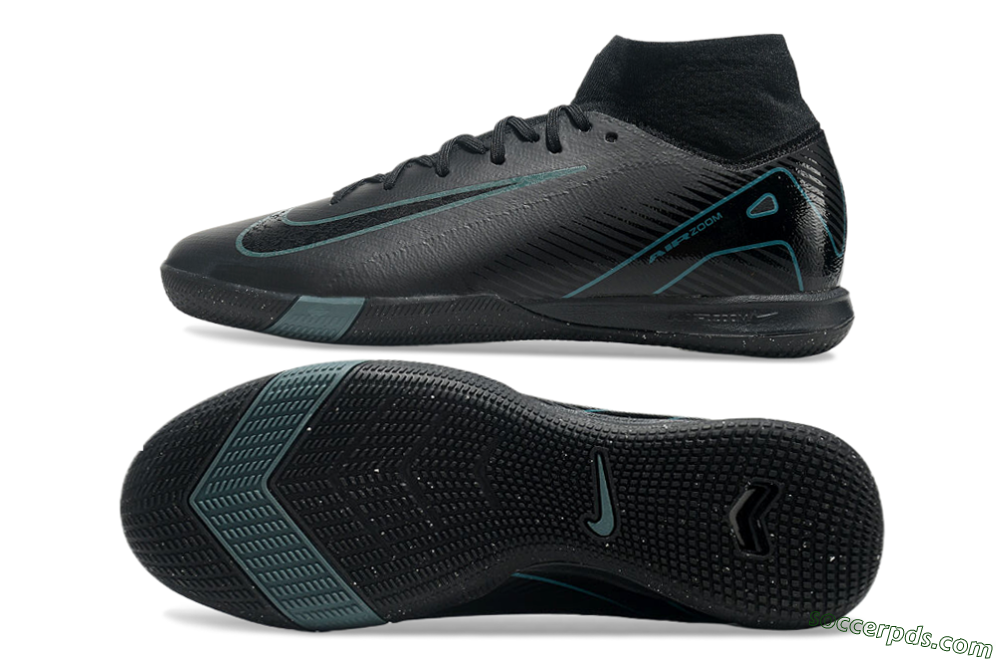 Nike Air Zoom Mercurial Superfly 10 Elite IC High-Tops Football Shoes - Black/Blue 0